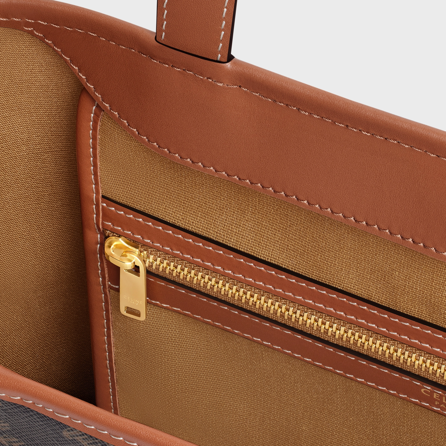 MEDIUM CABAS IN TRIOMPHE CANVAS AND CALFSKIN TAN