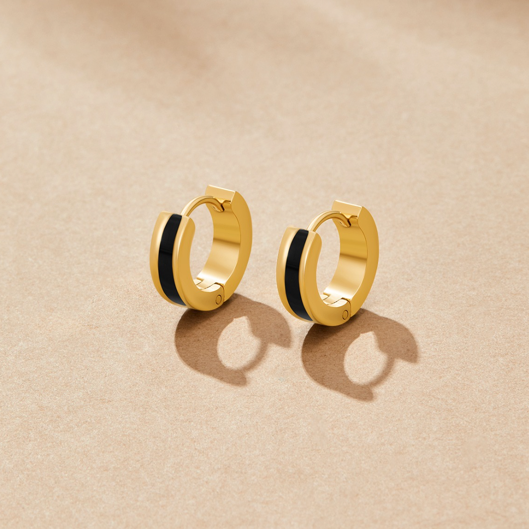 Leigh Black Hoop Earrings