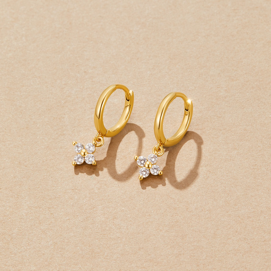 Crystal Four Leaf Clover Drop Earrings