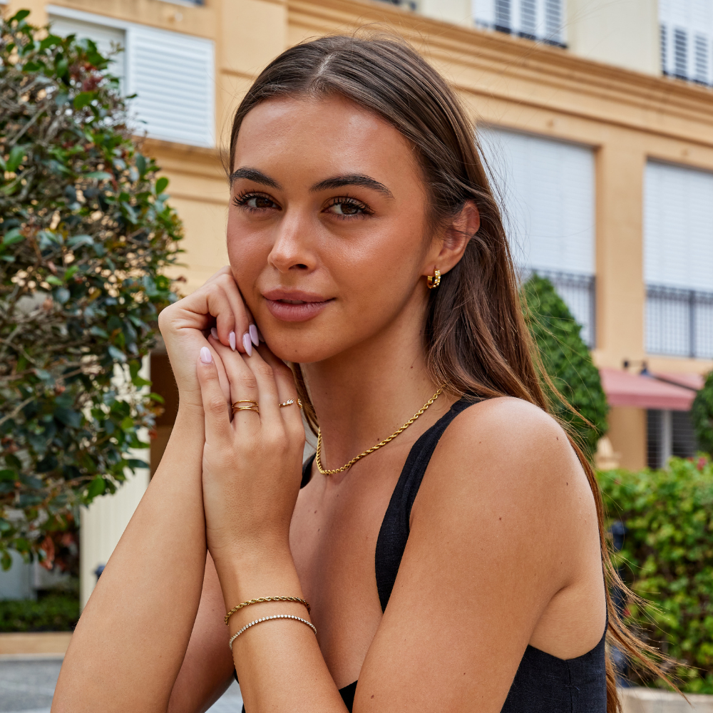 Tasha Crystal & Gold Hoop Earrings