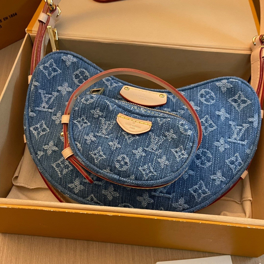 Louis Vuitton Croissant Monogram Denim Bag M46856, 25*15*5CM