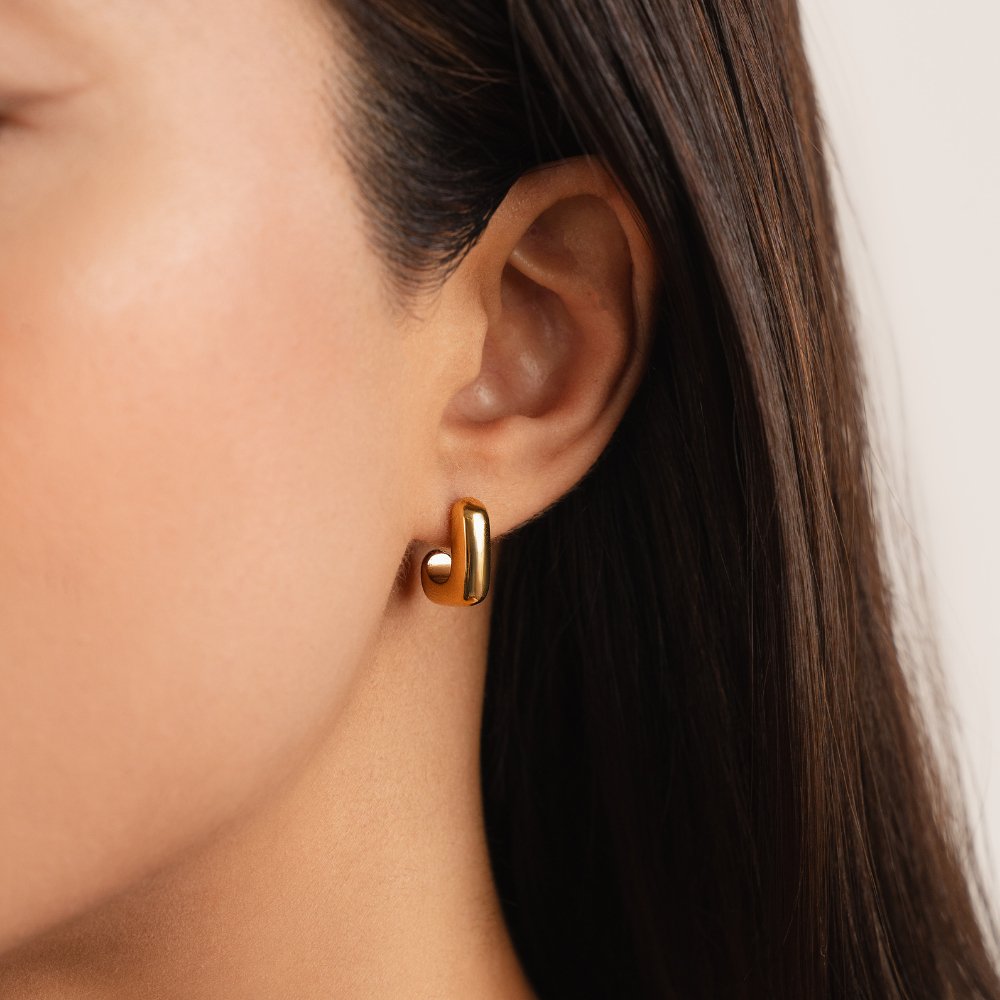 Alice Square Hoop Gold Earrings