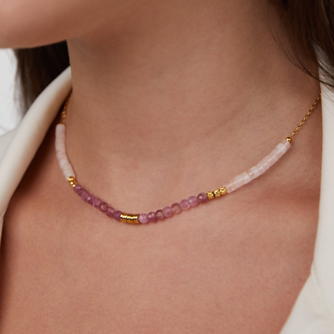 Amelia Pink Stone Necklace