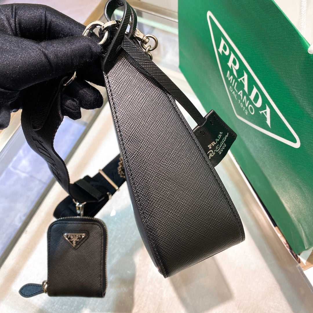 Pra Re-Edition 2005 Re-Nylon Mini Bag Black For Women, Women's Bags 8.6in/22cm 1NE204_R064_F0002