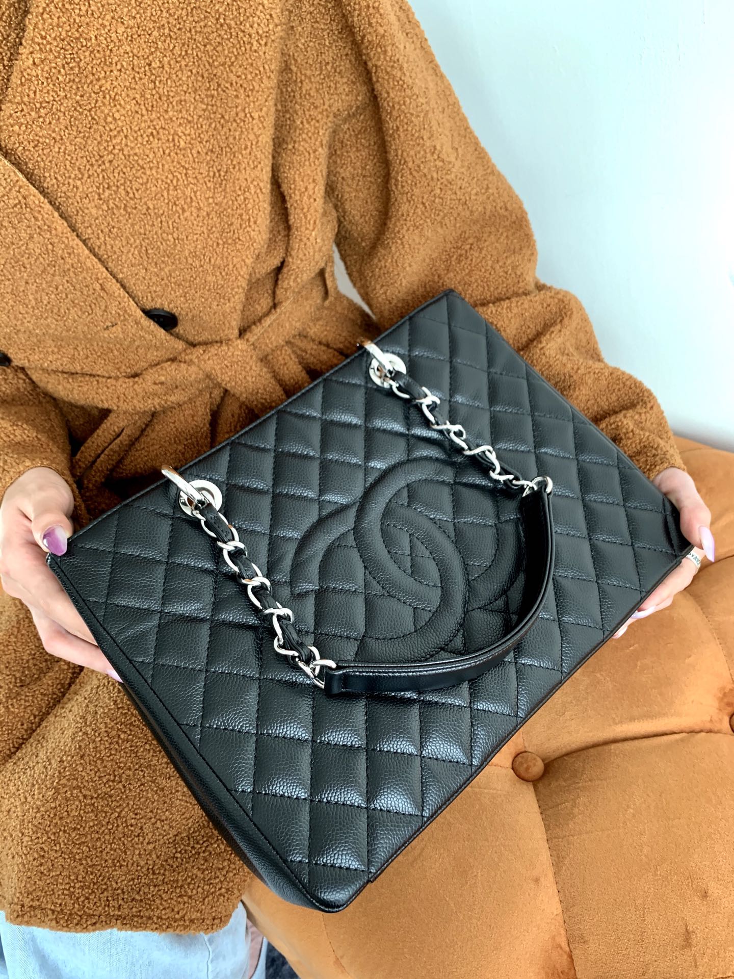 CHANEL BLACK CAVIAR GST GRAND SHOPPER TOTE BAG 34X24X12