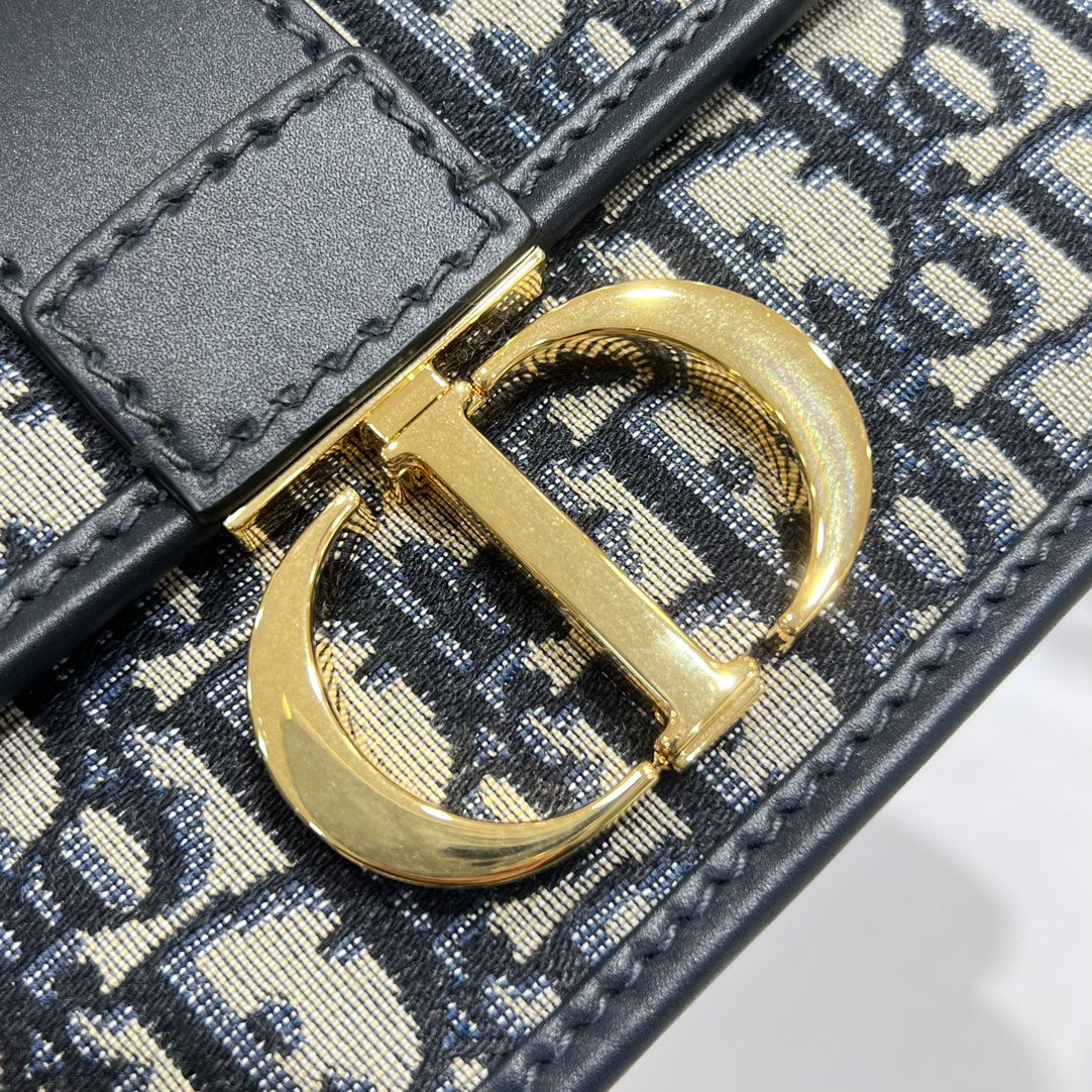 Dior Navy Blue Oblique Canvas and Leather 30 Montaigne Bag