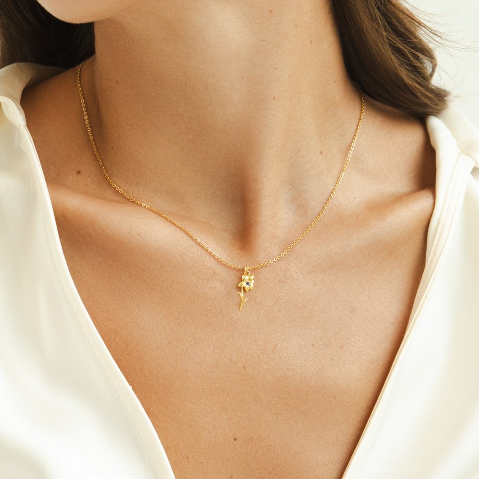 Birth Flower Charm Necklace