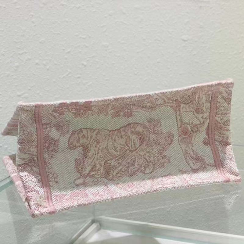 CD Unisex CD Small Book Tote Fluorescent Pink Toile De Jouy Transparent Canvas