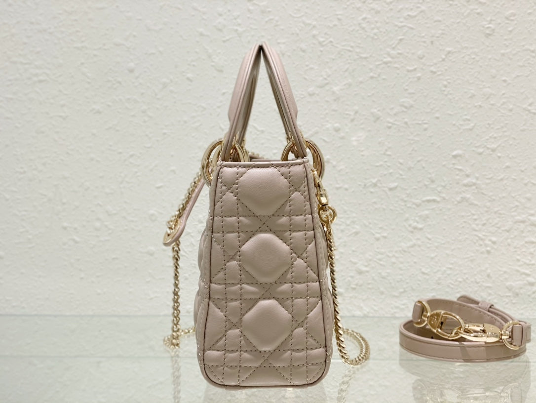 Lady Dior Bag Latte Cannage Lambskin Bag 17x15x7cm