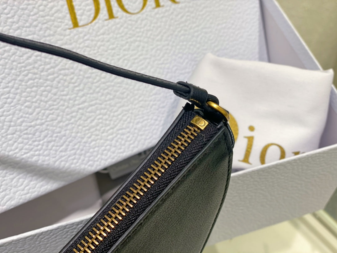 Christian Dior SADDLE SHOULDER POUCH BAG BLACK 20x15x4cm