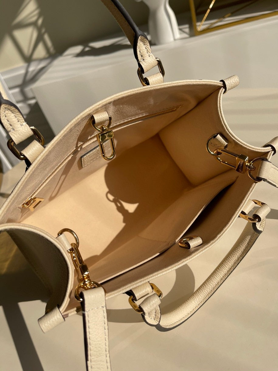 Louis Vuitton onthego tote shopping bag small handbags strap shoulder beige M45654