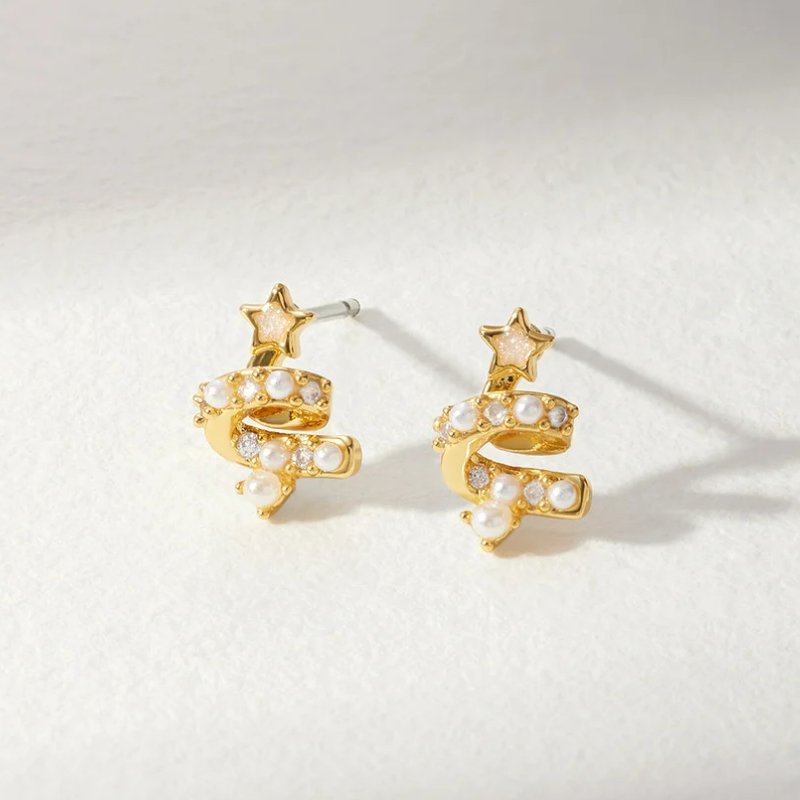 Christmas Tree Pearl Earrings