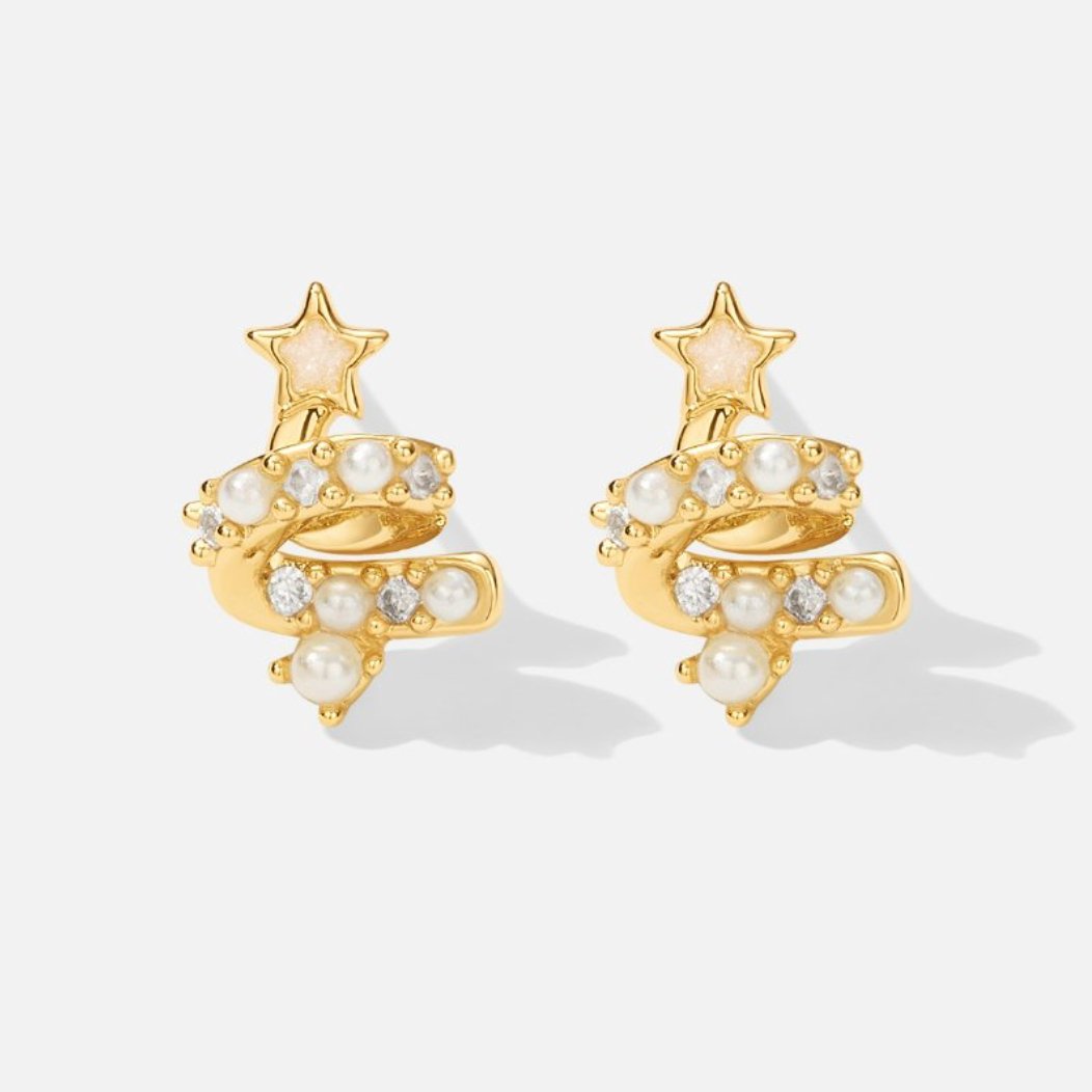 Christmas Tree Pearl Earrings