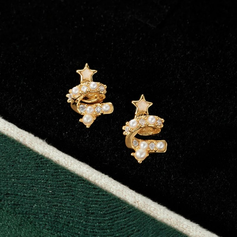 Christmas Tree Pearl Earrings