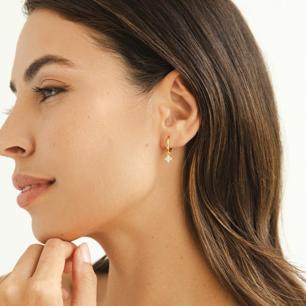 Crystal Four Leaf Clover Drop Earrings