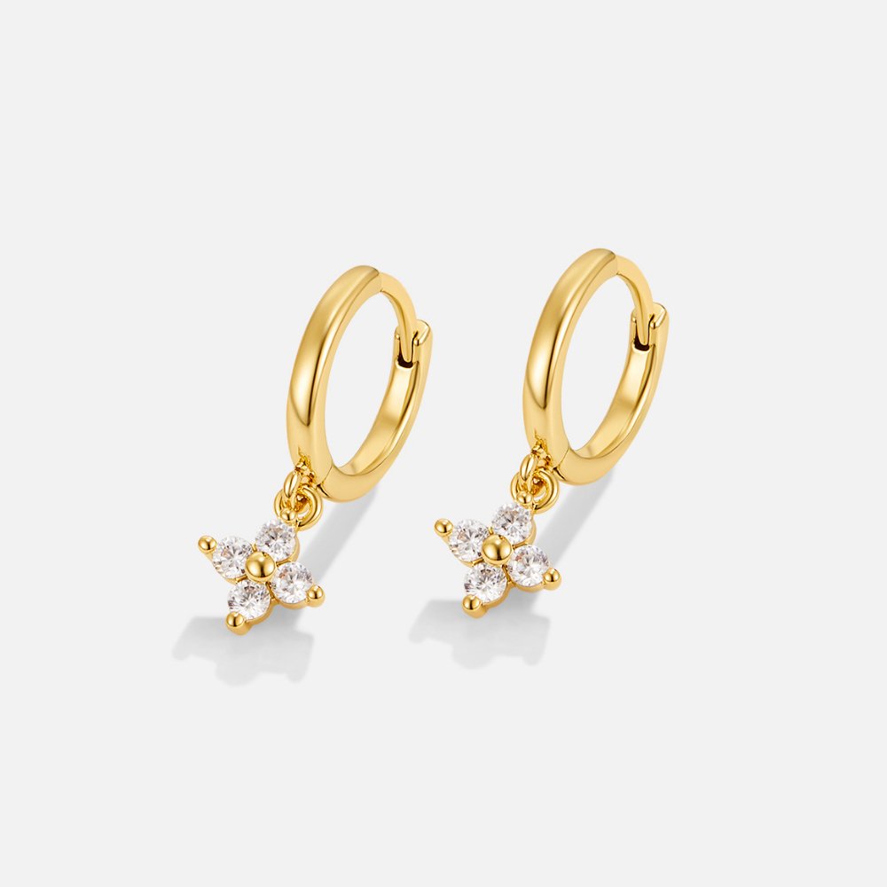 Crystal Four Leaf Clover Drop Earrings