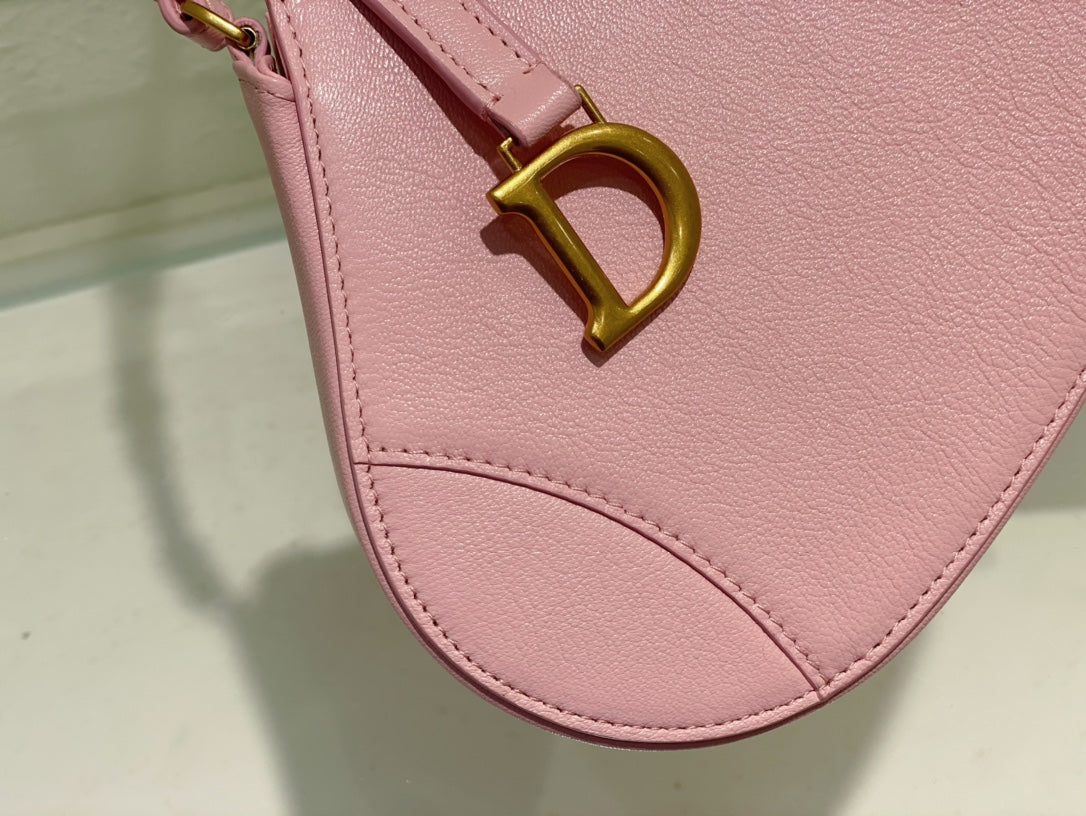 Christian Dior SADDLE SHOULDER POUCH BAG PINK 20x15x4cm