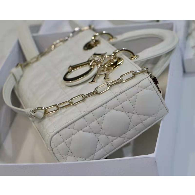 CD Women CD Lady D-Joy Bag Latte Cannage Lambskin