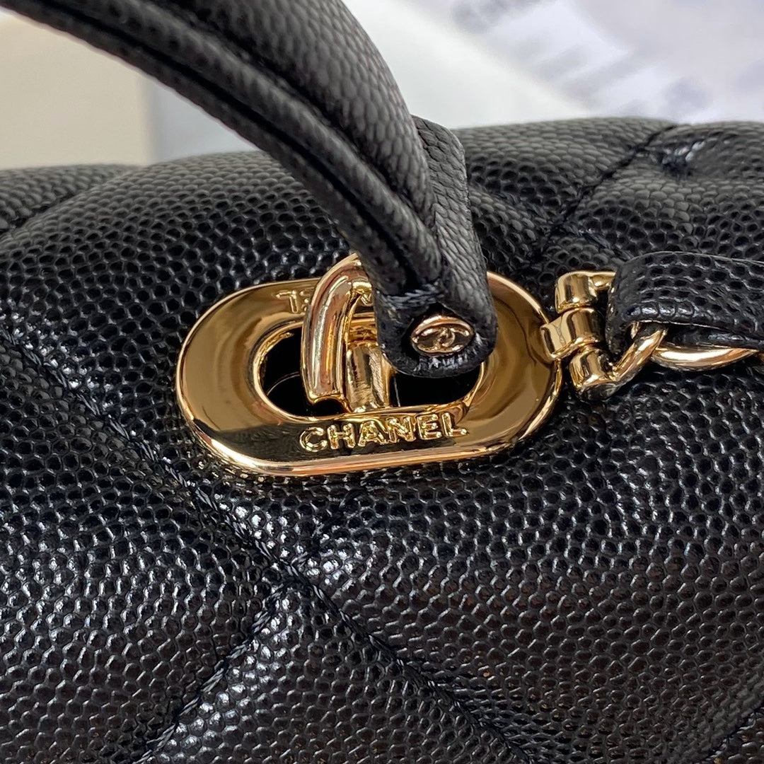 Chanel Small Flap Kelly Bag With Top Handle in Grained Calfskin