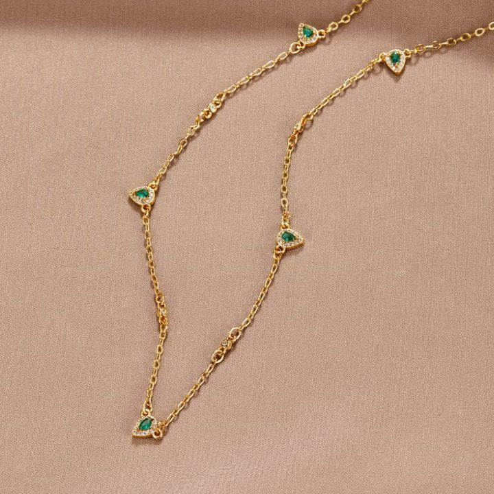 Emerald Green Teardrop Crystal Necklace