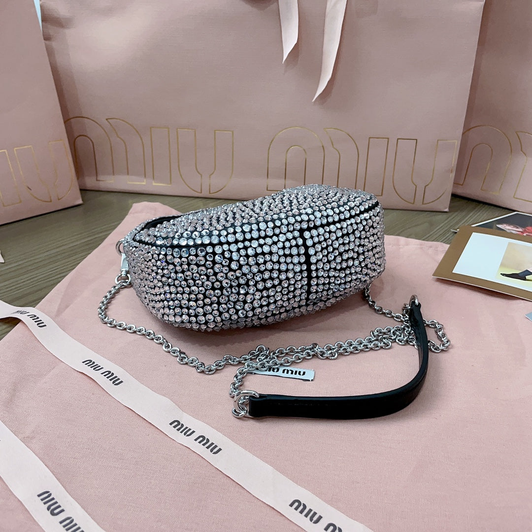 MiuMiu Wander Matelasse Handbag Purse 5BC125 Sliver, 20 X 17 X 6 CM