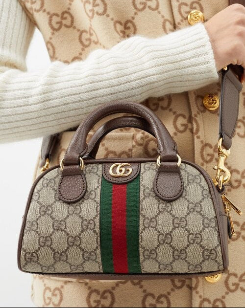 Gucci Ophidia Mini Gg Supreme-canvas Top-handle Bag