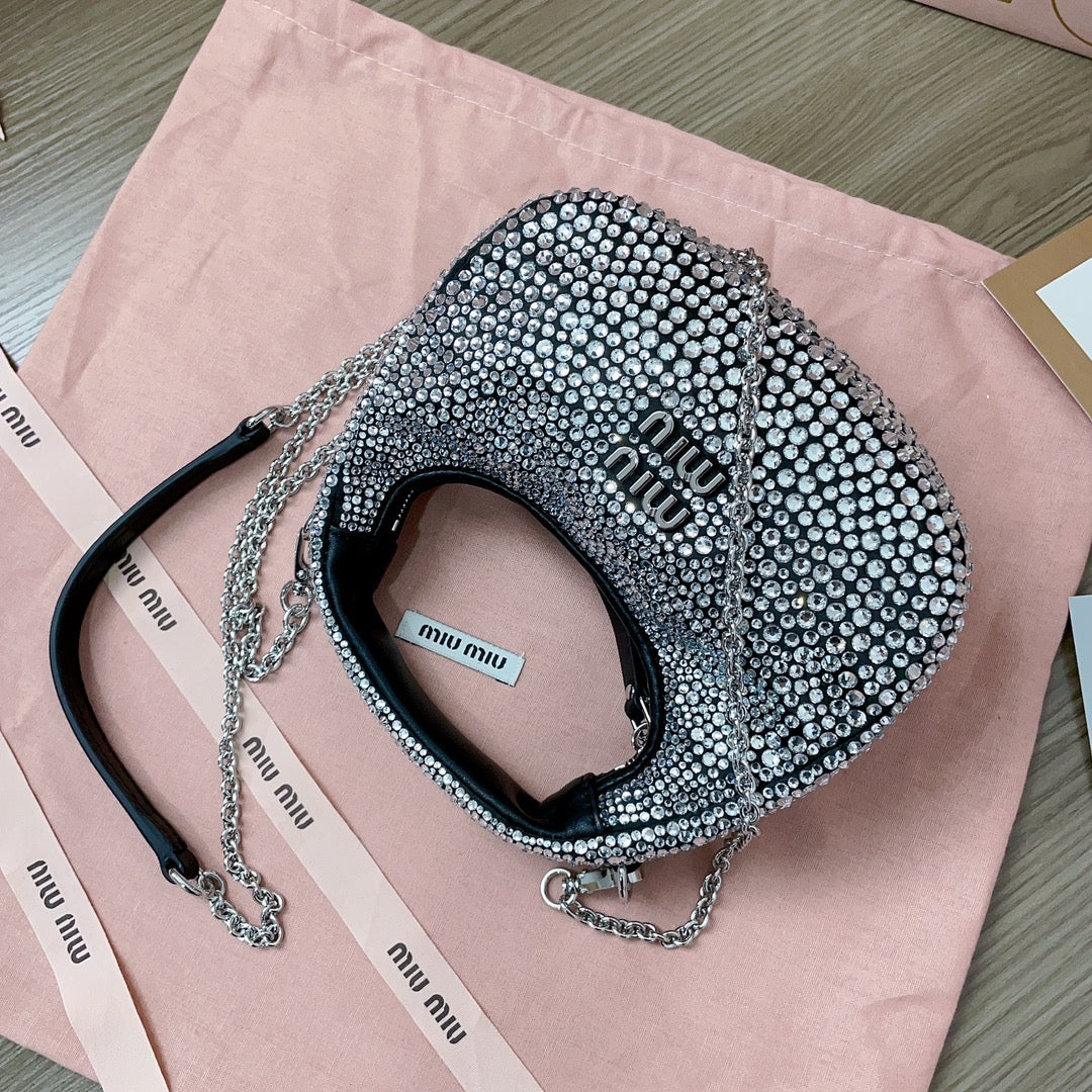 MiuMiu Wander Matelasse Handbag Purse 5BC125 Sliver, 20 X 17 X 6 CM