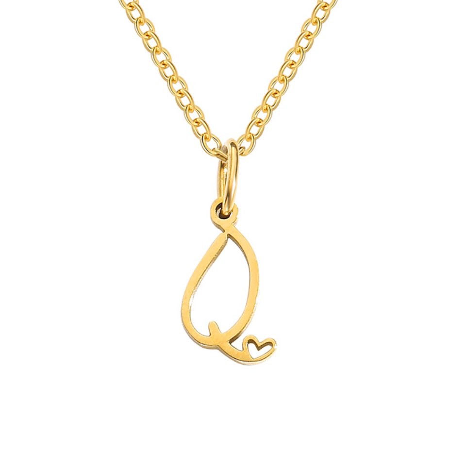 Gold Letter Heart Necklace