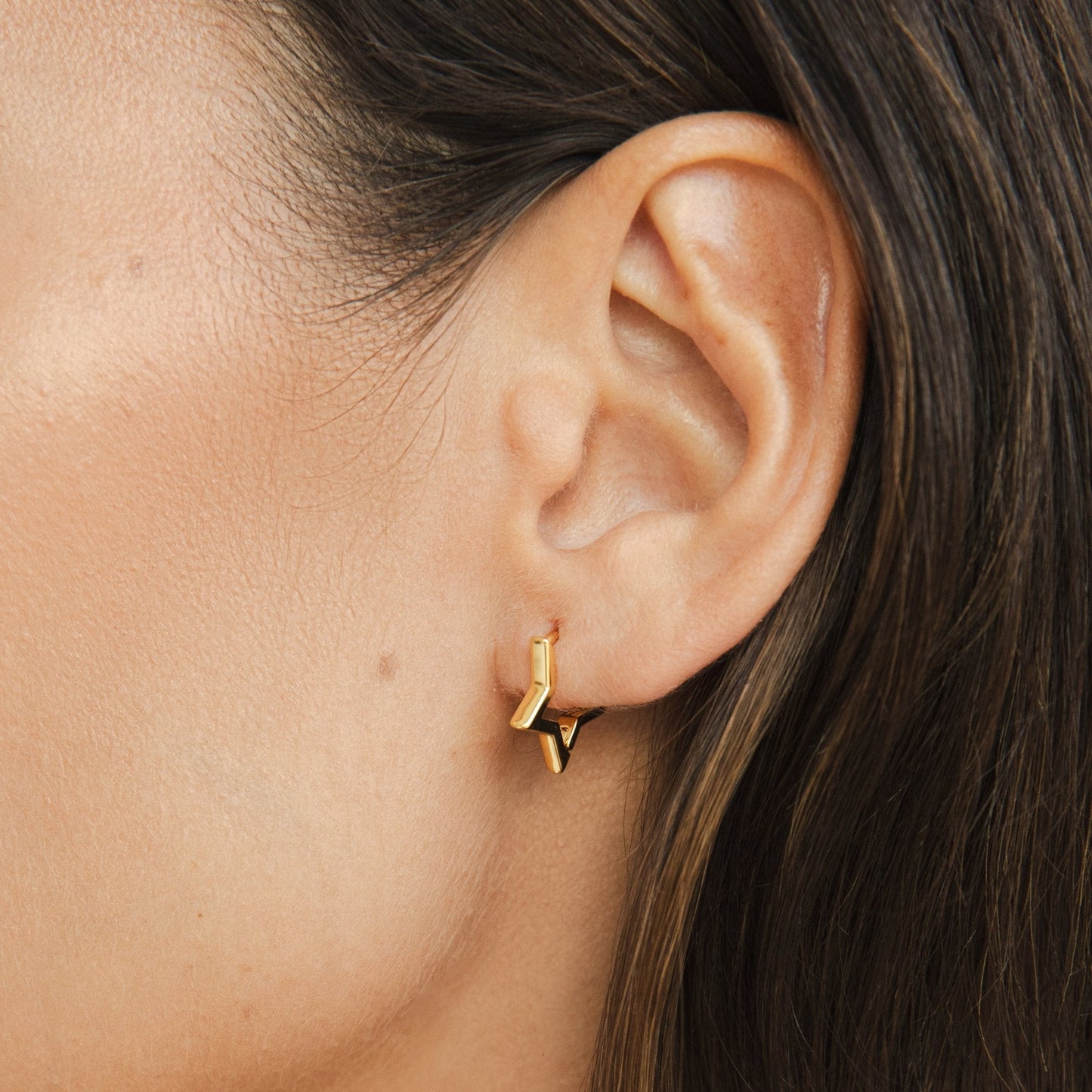 Gold Star Hoop Earrings