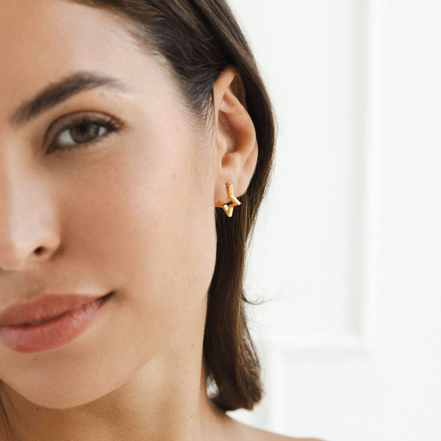 Gold Star Hoop Earrings
