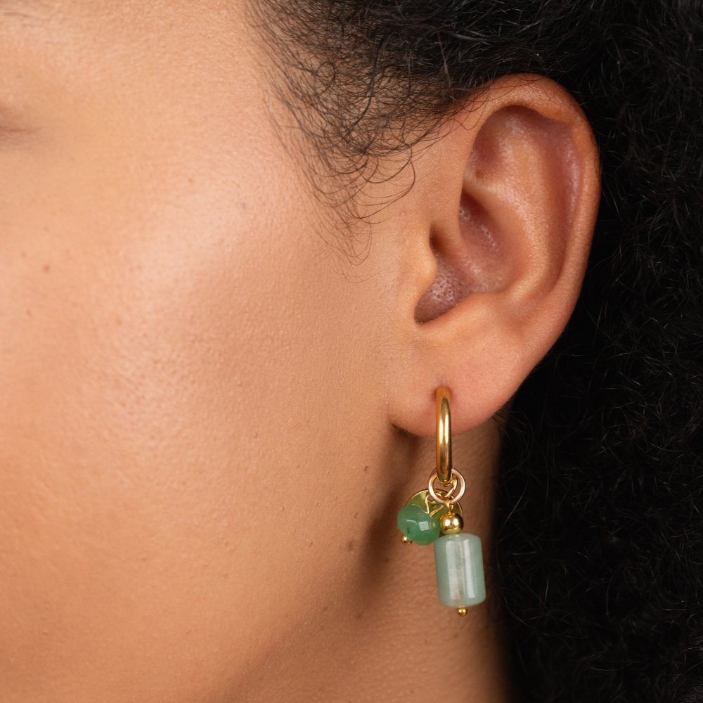 Green Aventurine Hoop Earrings