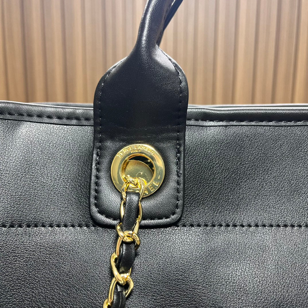 CC leather tote bag black/white size: 36.5/32/15 cm