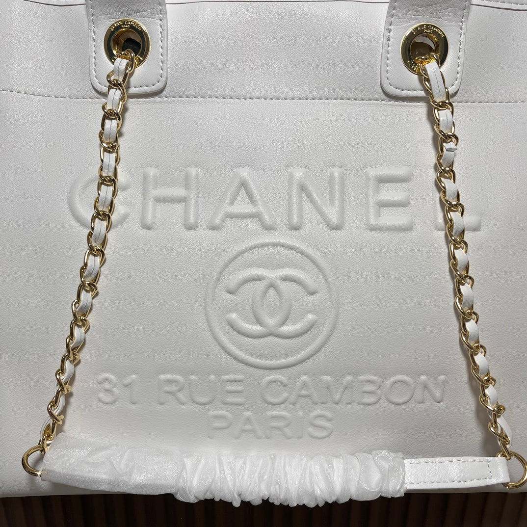 CC leather tote bag black/white size: 36.5/32/15 cm