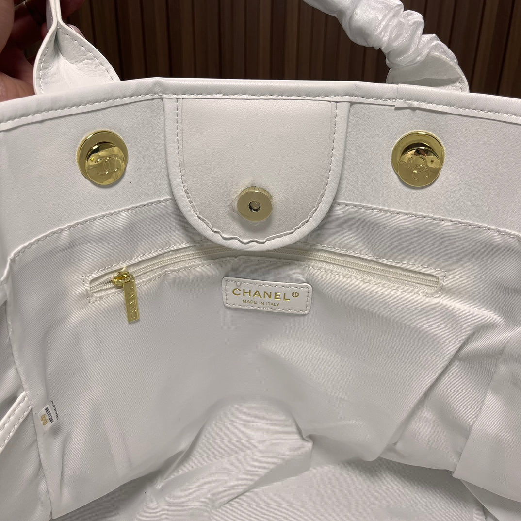 CC leather tote bag black/white size: 36.5/32/15 cm