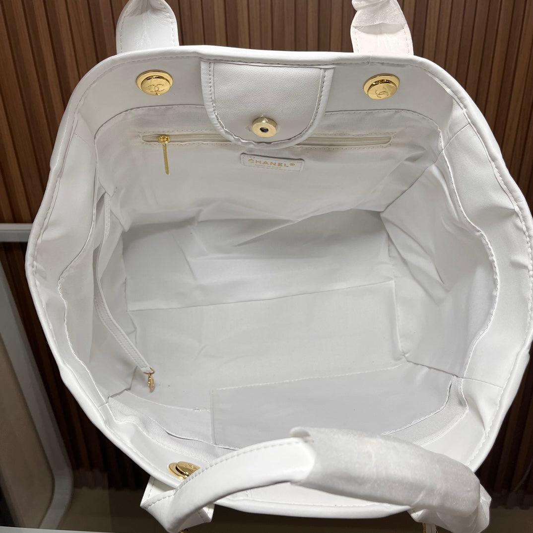 CC leather tote bag black/white size: 36.5/32/15 cm