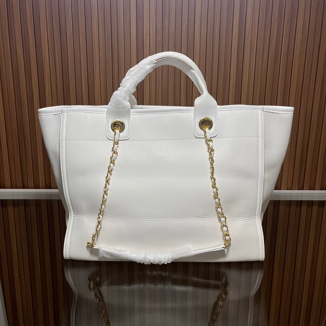 CC leather tote bag black/white size: 36.5/32/15 cm