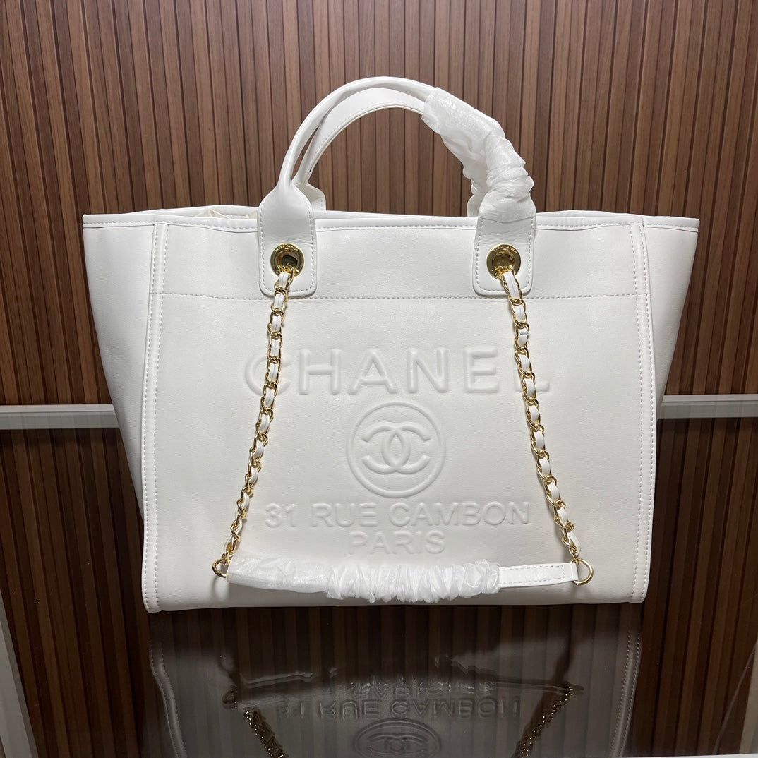 CC leather tote bag black/white size: 36.5/32/15 cm