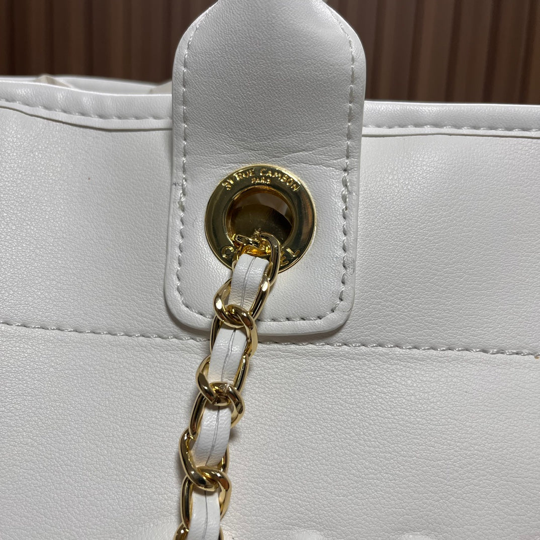 CC leather tote bag black/white size: 36.5/32/15 cm