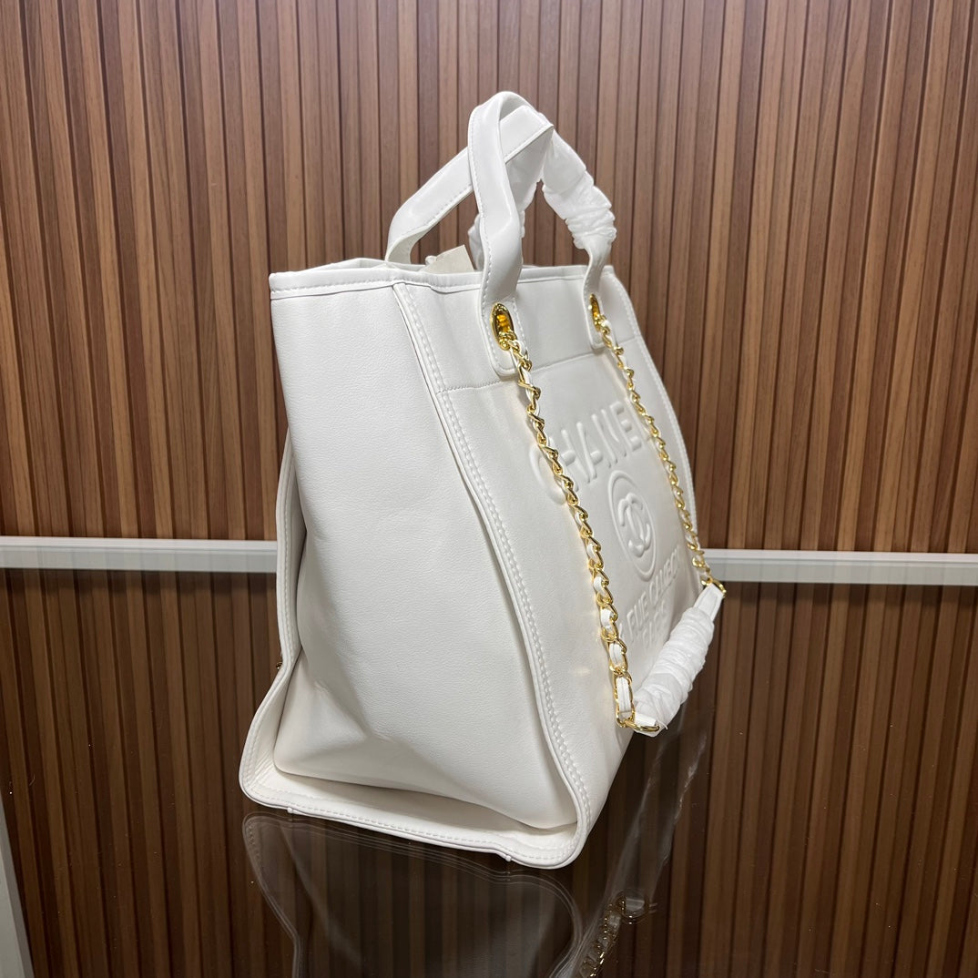 CC leather tote bag black/white size: 36.5/32/15 cm