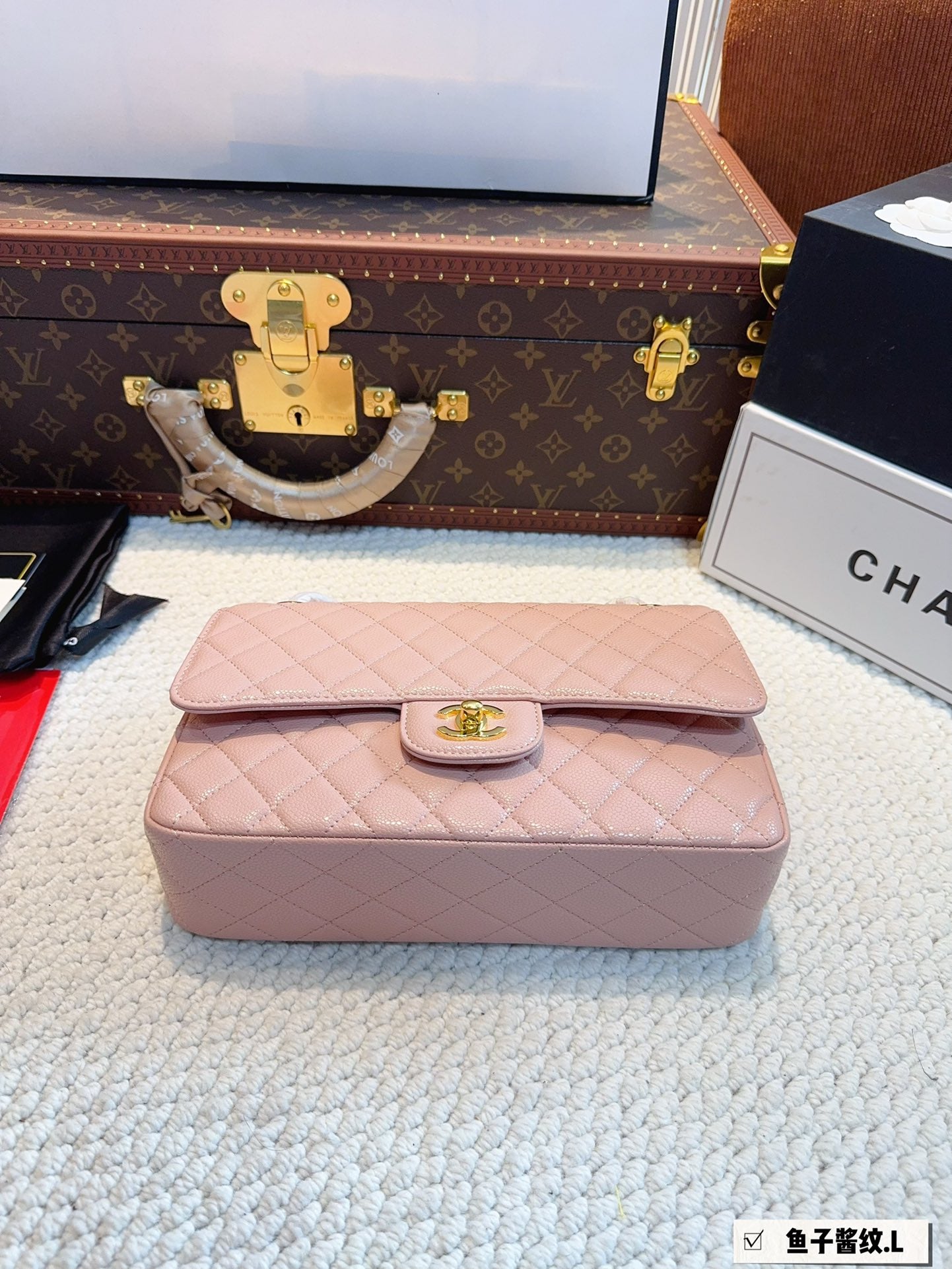 CC new arrival cf bag caviar leather size; 26*6*17cm