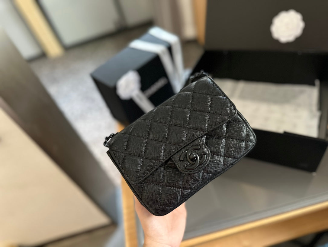 CC new arrival black caviar leather CF bag