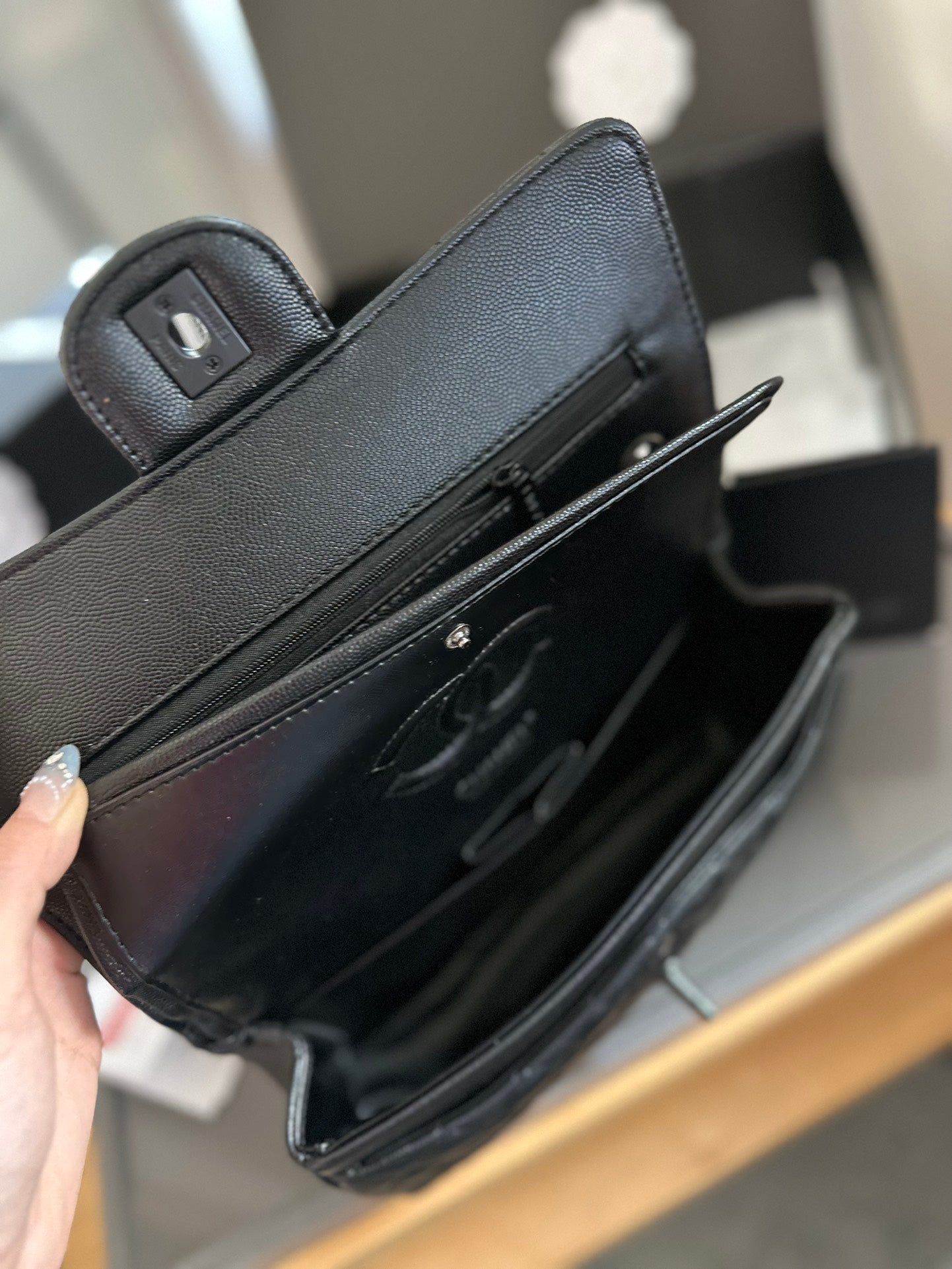 CC new arrival black caviar leather CF bag