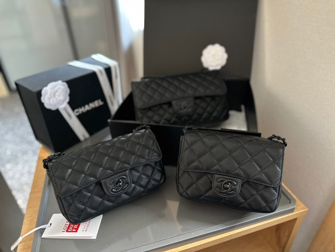 CC new arrival black caviar leather CF bag