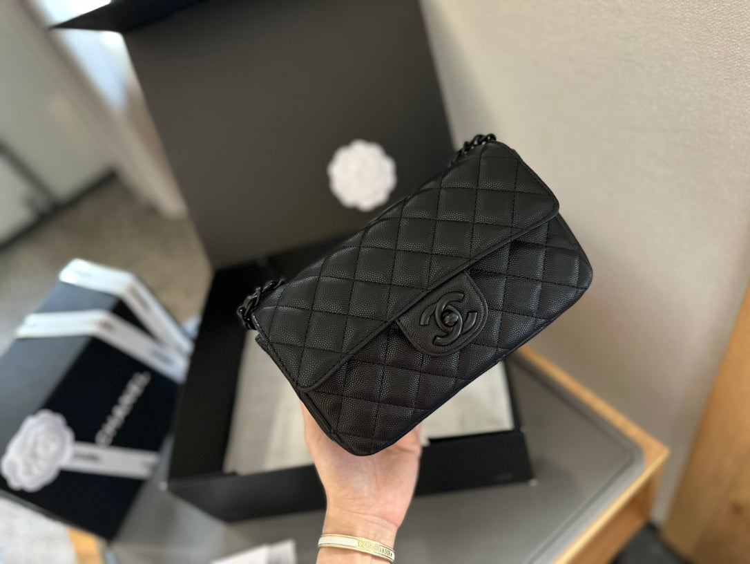 CC new arrival black caviar leather CF bag