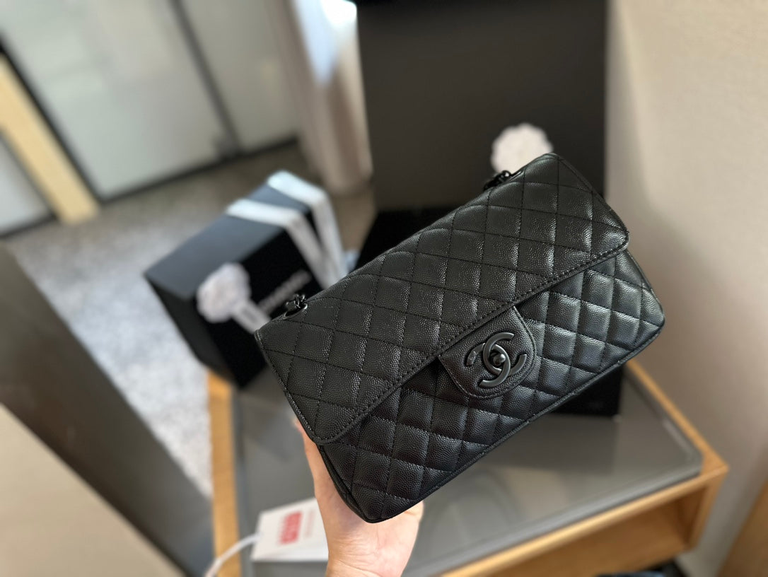 CC new arrival black caviar leather CF bag