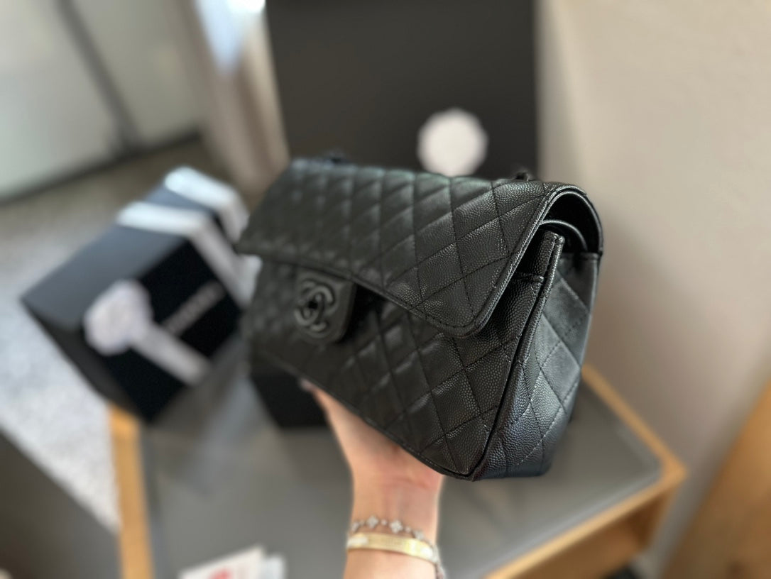 CC new arrival black caviar leather CF bag