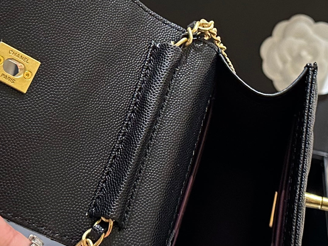 CC new arrival caviar leather phone bag size: 12*16 cm