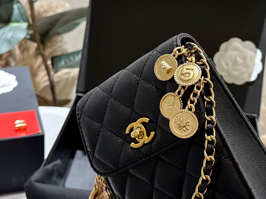 CC new arrival caviar leather phone bag size: 12*16 cm