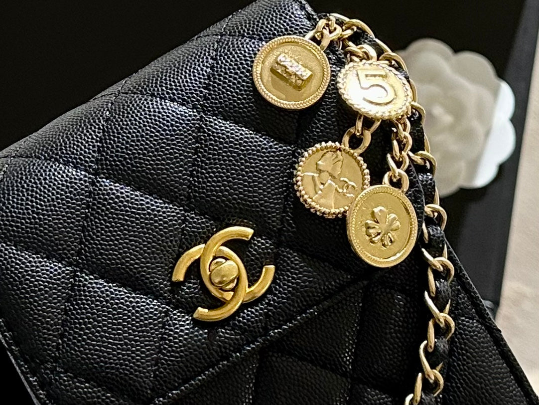 CC new arrival caviar leather phone bag size: 12*16 cm