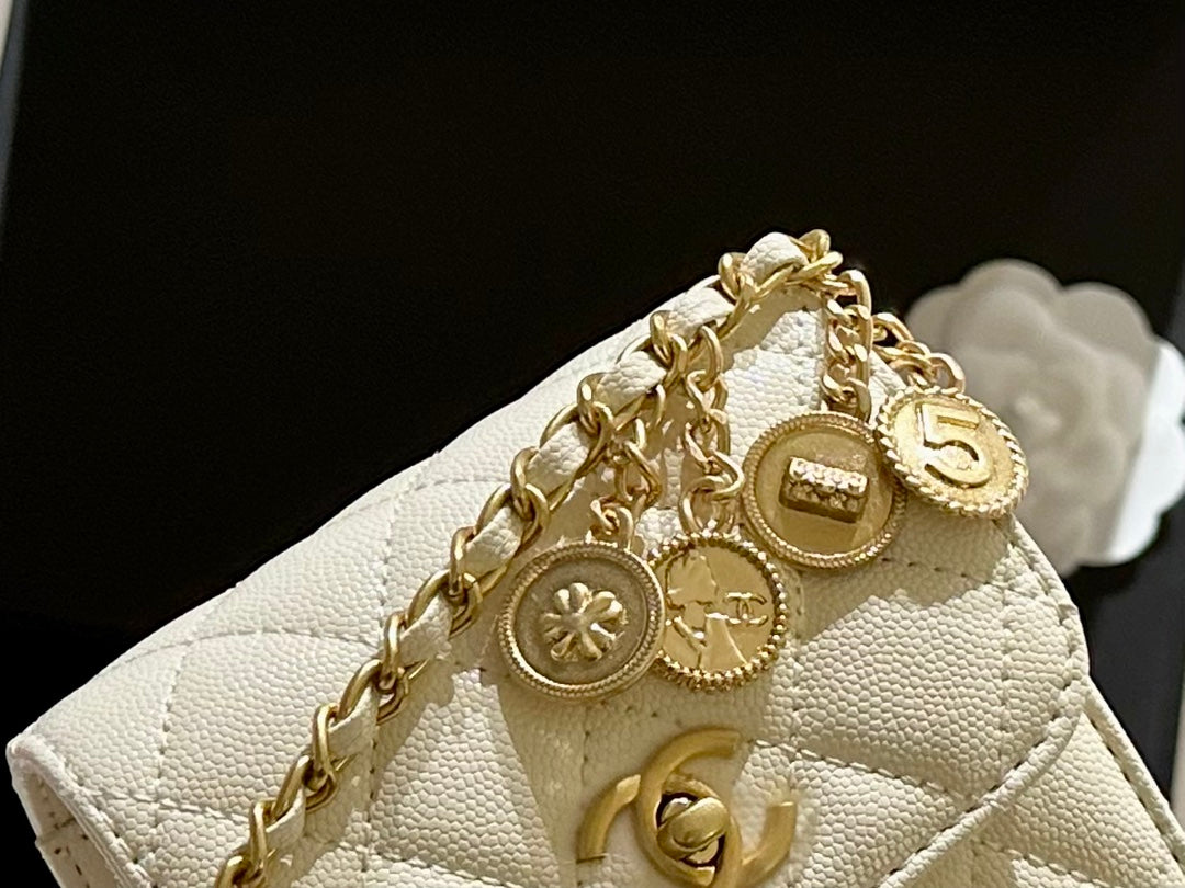 CC new arrival caviar leather phone bag size: 12*16 cm